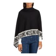 Moschino Enfärgad Logo Poncho Black, Dam