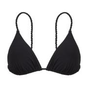 Vilebrequin Flätad triangel bikini topp med tofsar Black, Dam