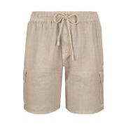 Vilebrequin Solid Linne Cargo Bermuda Shorts Beige, Herr