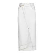 Jacquemus Asymmetrisk Midi Kjol i Off-White Denim White, Dam