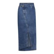 Jacquemus Asymmetrisk Midi Denimkjol Blue, Dam