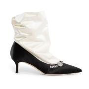 Manolo Blahnik Svart Satin Juvel Girland Katt Häl Black, Dam