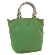 Prada Vintage Pre-owned Nylon handvskor Green, Dam