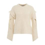 Akep Vit Stickat Aw24 Handtvätt Beige, Dam