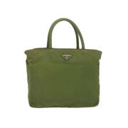 Prada Vintage Pre-owned Nylon handvskor Green, Dam