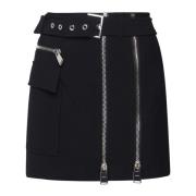 Dondup Svart Bomull Mini Kjol med Multizip Black, Dam