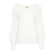 Twinset Vita Boat Neck Sweaters White, Dam