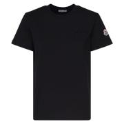 Moncler Svart Bomull Jersey Crew Neck T-shirt Black, Dam