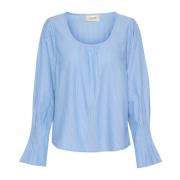 Cream Feminin Blå/Vit Randig Blus Blue, Dam