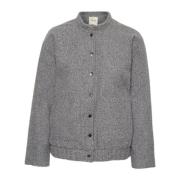 Cream Oversize Bomberjacka Medium Grey Melange Gray, Dam