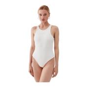 Guess Räfflad logo strass body - Vit White, Dam