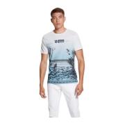 Guess Djurmönstrad T-shirt - Kort ärm White, Herr