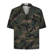 Valentino Iconographe Camouflage Silkeskjorta Green, Herr