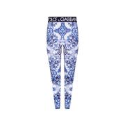 Dolce & Gabbana Mönstrade leggings Blue, Dam