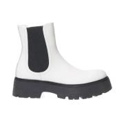 Alexander McQueen Tvåtonig Läder Ankel Boot White, Dam