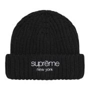 Supreme Räfflad Beanie Svart Fw22 Black, Unisex