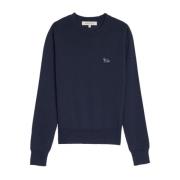 Maison Kitsuné Blått Rävmotiv Tröja Blue, Dam