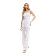 Guess Spets Jumpsuit - Vit Broderad White, Dam