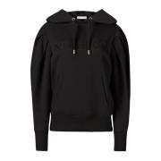 Nina Ricci Svart Hoodie med Veckade Ärmar Black, Dam