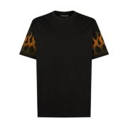 Vision OF Super Svart Flamme Oversized Bomull T-shirt Black, Herr