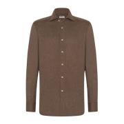 Kiton Lyxig Bomull Flanell Skjorta Beige, Herr