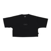 Propaganda Logotyp Broderad Crop T-shirt Svart Black, Dam