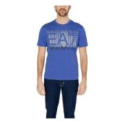 Emporio Armani EA7 Lila Print Rund Hals T-shirt Blue, Herr