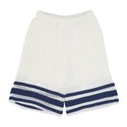 Arte Antwerp Stickad Randig Shorts Vit Bomull White, Herr