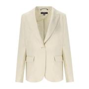 Max Mara Weekend Sand Linne Single-Breasted Blazer Beige, Dam