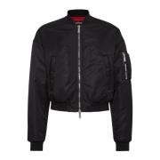 Dsquared2 Svart Bomberjacka med Ribbad Krage Black, Herr