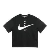 Nike Svart/Vit Swoosh Top T-shirt Black, Dam