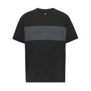 Tommy Hilfiger Svart Bomull T-shirt med Färgblock Design Black, Herr