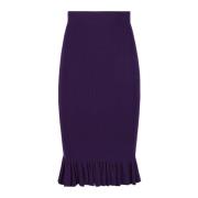 Nina Ricci Lila Rynkad Peplum Midi Kjol Purple, Dam