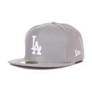 New Era Dodgers Grå/Vit Platt Skärm Keps Gray, Unisex