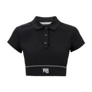 Alexander Wang Cheerleader Crop Top Polo Black, Dam