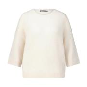 Luisa Cerano Alpaca Short Sleeve Sweater White, Dam