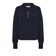 MOS Mosh Sweatshirt med dragkedja och V-ringning Blue, Dam