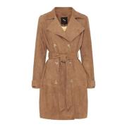 Btfcph Klassisk Trenchcoat Suede Skind Kamel Brown, Dam