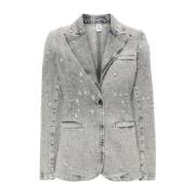 Liu Jo Sliten Denimjacka med Strassdekoration Gray, Dam