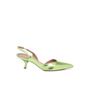 Aldo Castagna Aprikos Reflex Print Läder Slingback Sandaler Green, Dam