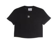 Adidas Svart Crop Top med Upprullade ärmar Black, Dam