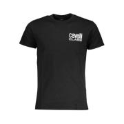 Cavalli Class Svart Bomull T-shirt med Tryck Logo Black, Herr