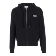 Maison Kitsuné Bomull Hoodie med Dragkedja Black, Herr