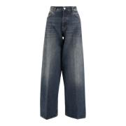 Haikure Wide Leg Dark Denim Jeans Blue, Dam