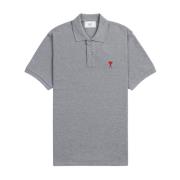 Ami Paris Grå Heart Logo Polo Skjorta Gray, Herr