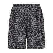 Burberry Silk Logo Print Shorts Black, Herr