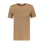 Max Mara Broderad Logotyp T-shirt Kamelbrun Brown, Dam