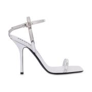 Moschino Silver Metallic Stiletto Sandaler Gray, Dam