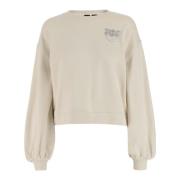 Pinko Svart Bomull Crew Neck Sweatshirt Beige, Dam