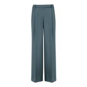 Pinko Grön Satin Wide Leg Byxor Green, Dam